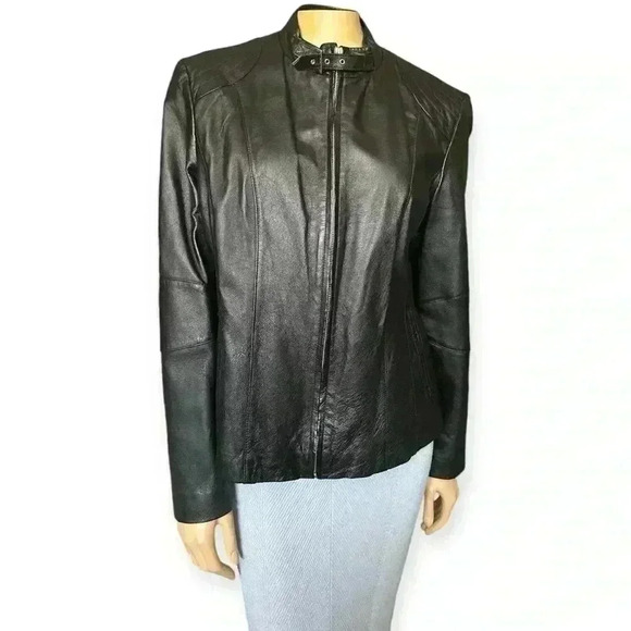 Decoded women’s black biker leather jacket size XL - Picture 2 of 10